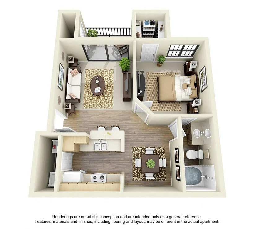 Floor plan 1 Bed 1 Bath - B