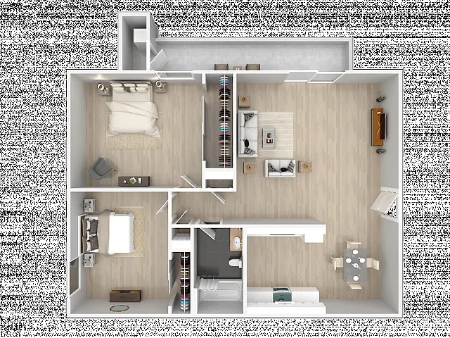 Floor plan Two Bedroom / One Bath