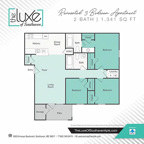 Floor plan 3 Bedroom Renovated 1341