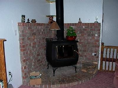 wood stove in living room