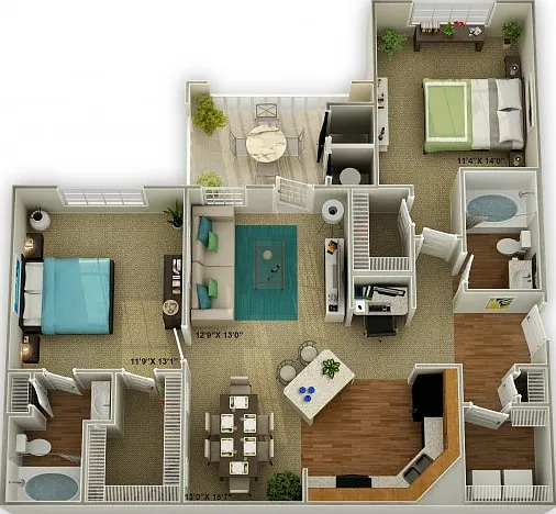 The Brookstone Two Bedroom Floor Plan The Brookstone Two Bedroom Floor Plan