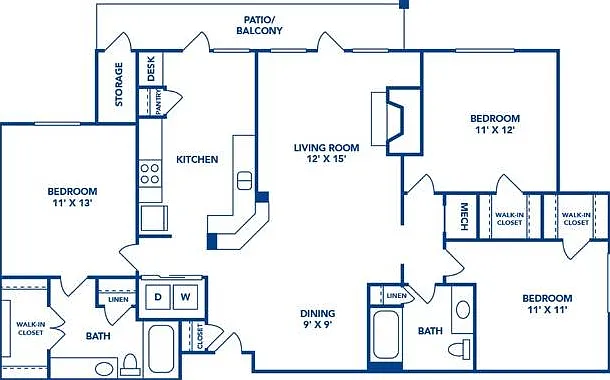 3 Bedroom | 2 Bath | 1321 SF 3 Bedroom | 2 Bath | 1321 SF