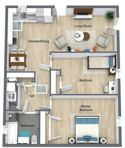 Floor plan Manchester Two Bed, One Bath