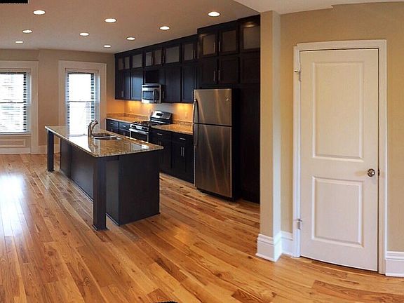 View of kitchen from living room