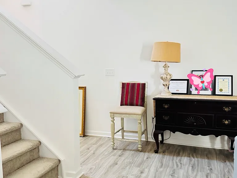 Serene second-floor landing connecting living spaces.