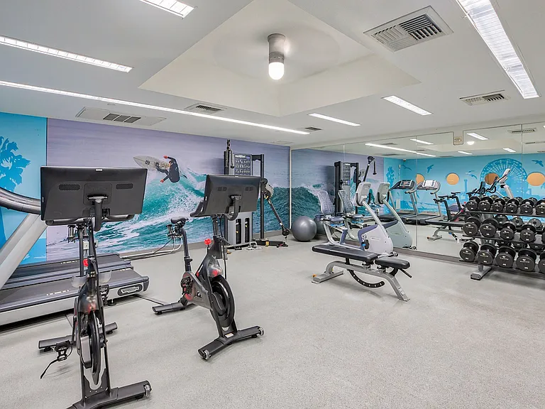 Fitness center complete with Peloton Bikes