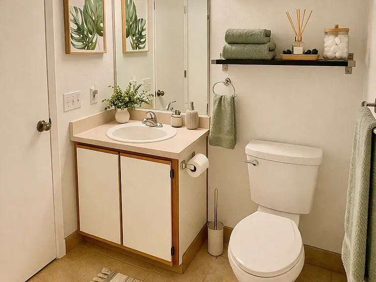 Tile floors in bathroom
