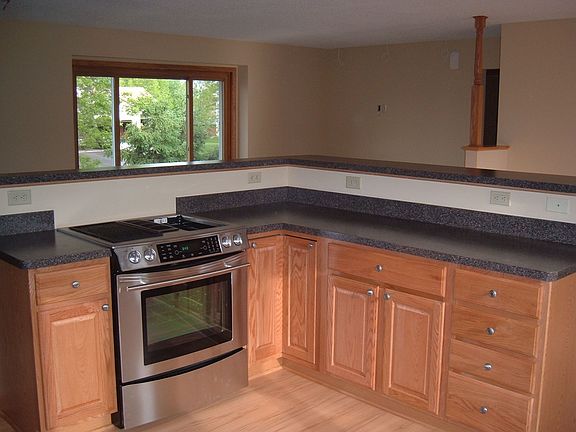 Kitchen looking into living area
