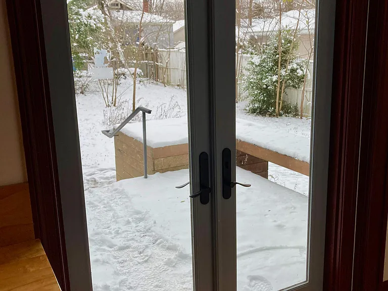 Looking out on the deck.