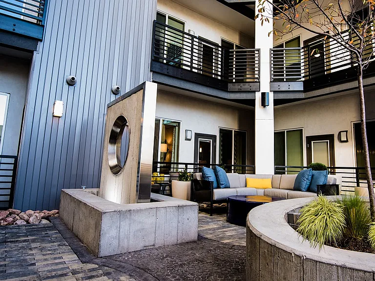 Zen courtyard with water feature