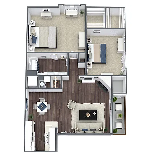 Floor plan B1: 2 Bed 1 Bath