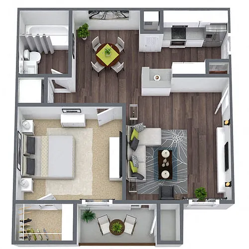Floor plan A2: 1 Bed 1 Bath