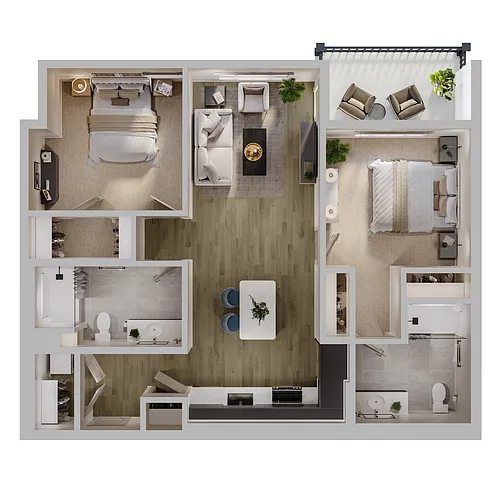 Floor plan 2 Bed 2 Bath B4