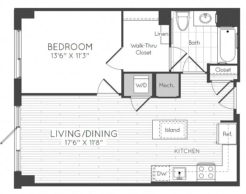 Floor plan 1 Bed/1 Bath