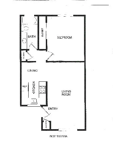 Floor plan 1-Bedroom, 1-Bathroom