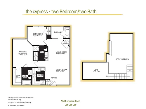 Floor plan Cypress with Fireplace & Loft