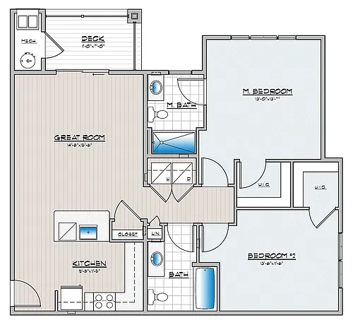 Floor plan 2 Bedroom 2 Bathroom Small