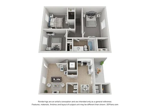 Floor plan 3 Bedroom - Call for Availability
