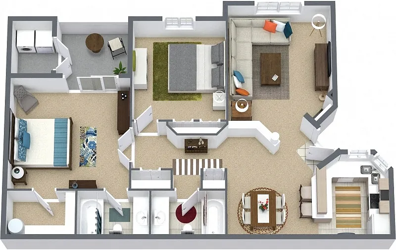 Floor plan THE EMERALD *Deluxe* - Two Bedroom Two Bath