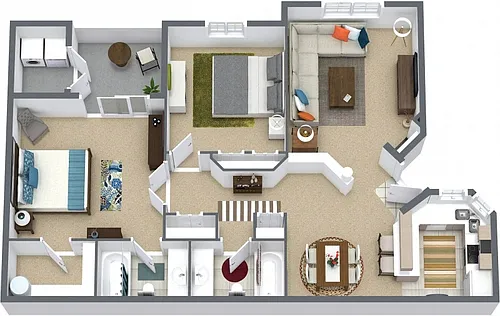 Floor plan THE EMERALD *Deluxe* - Two Bedroom Two Bath
