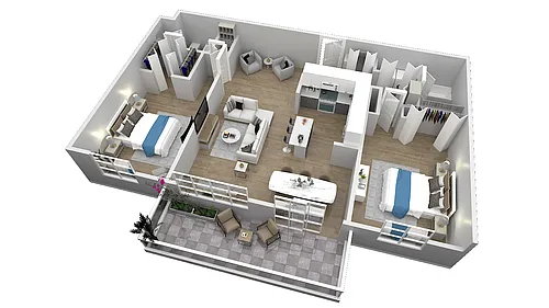 Floor plan 2 Bedroom 2 Bathroom