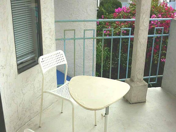 The terrace; the chairs and table are included in the rental.