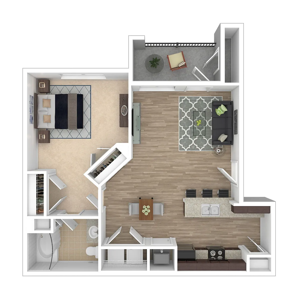 Floor plan 1x1 - Acadiana