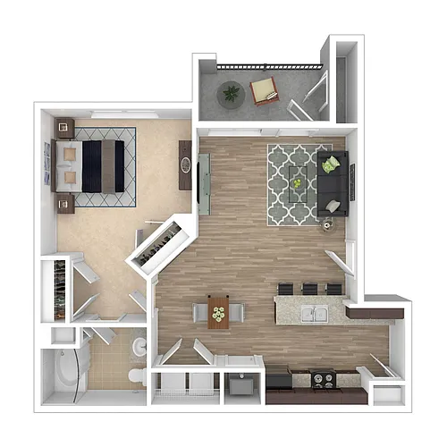 Floor plan 1x1 - Acadiana