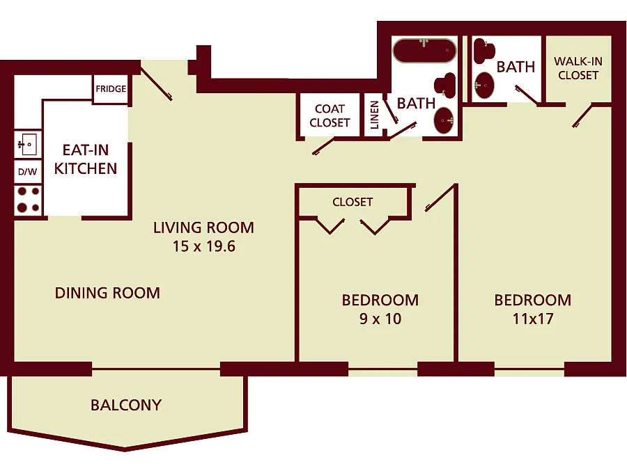 Floor plan 2BR 1.5BA