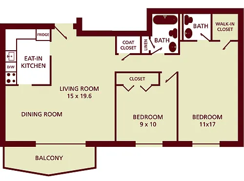 Floor plan 2BR 1.5BA