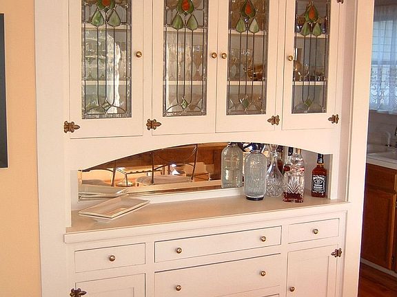 Original built-in buffet with leaded glass