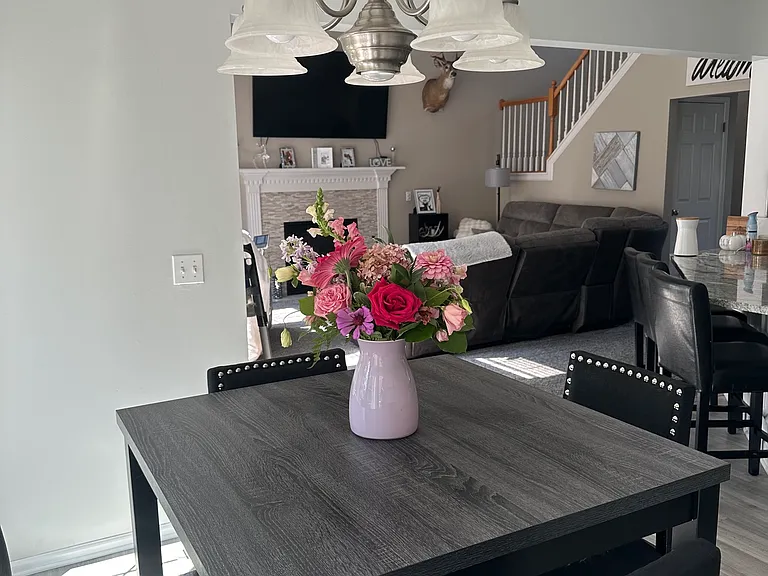 The kitchen opens up to the Living room!
