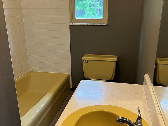 Main Bath, new flooring, new paint- modern retro look!