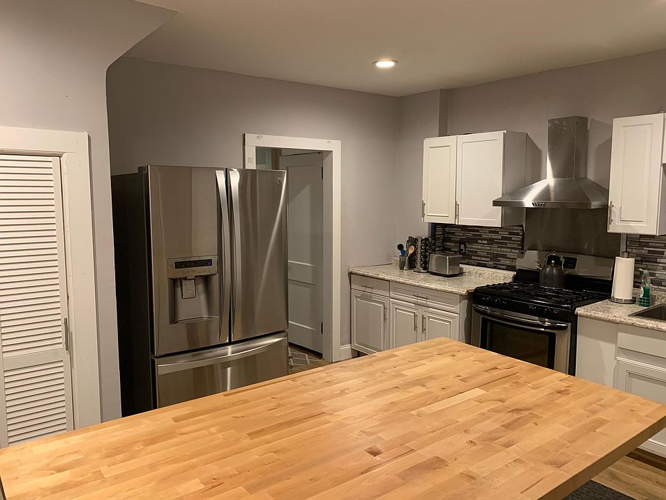 The baltic butcher block island give you tons of extra counter space. Brand new Kenmore Elite stainless steel refrigerator.