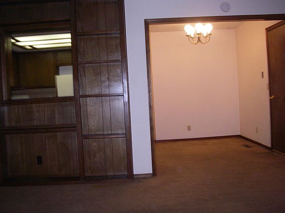 Built-in bookshelves in living area.