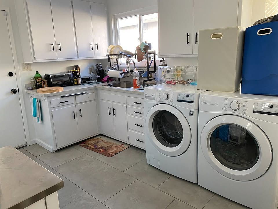 current kitchen with washer and dryer