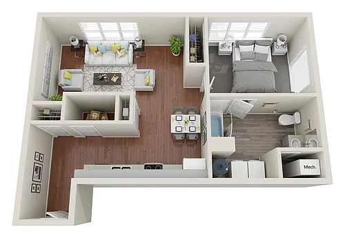 Floor plan 1 Bedroom C