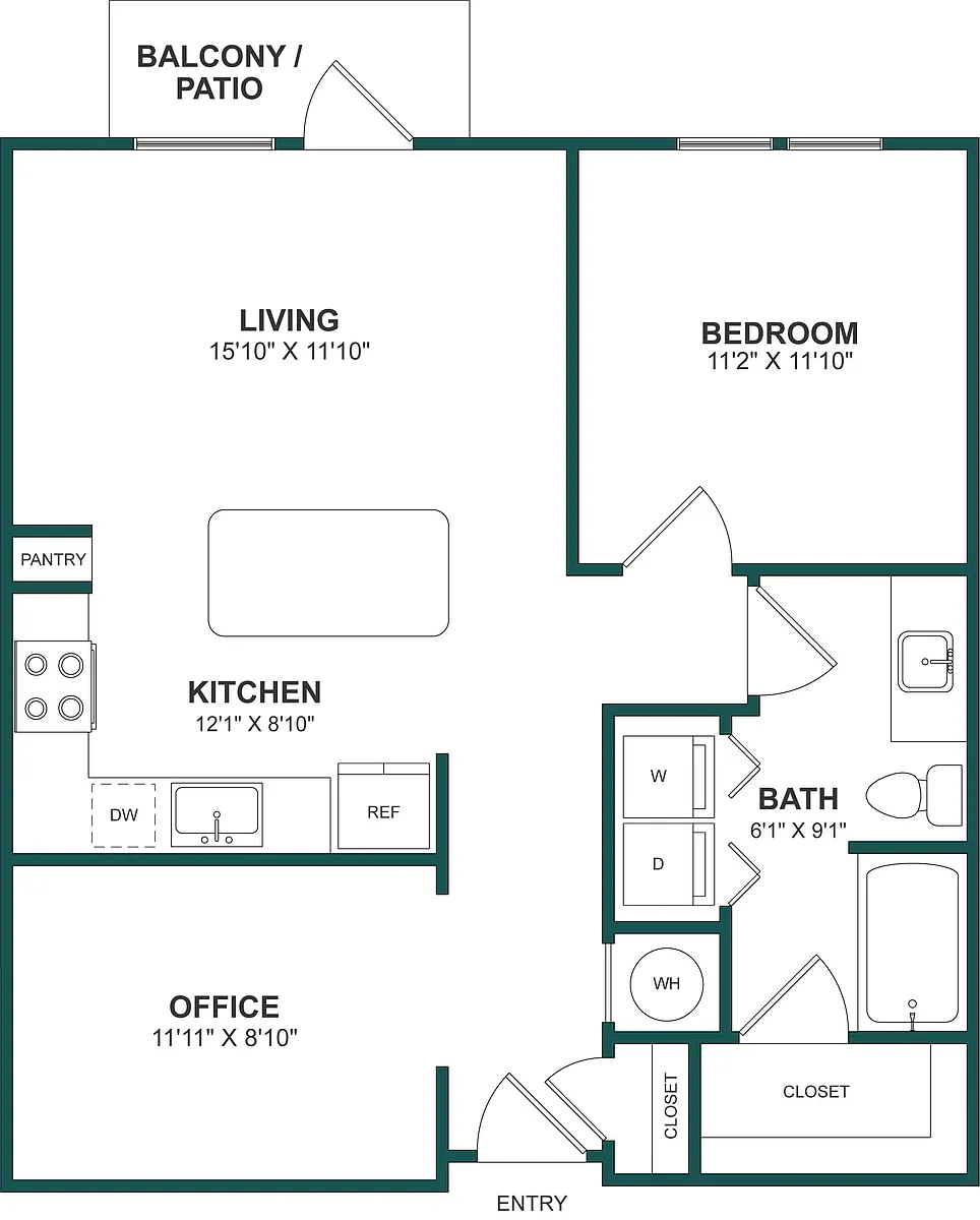 Floor plan 1 Bed/1 Bath-A5