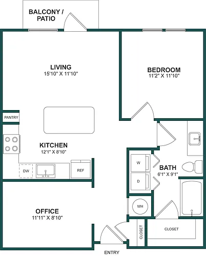 Floor plan 1 Bed/1 Bath-A5