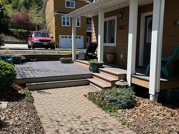 Walkway with deck/patio area