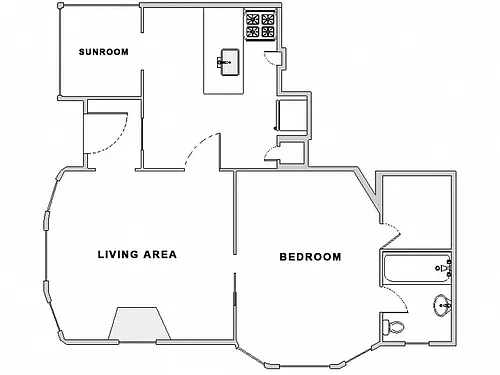 Floor plan 1 Bed / 1 Bath: Type E