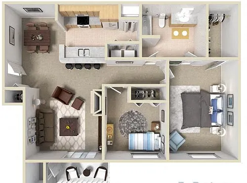 Floor plan 2 Bedroom + 1 Bath