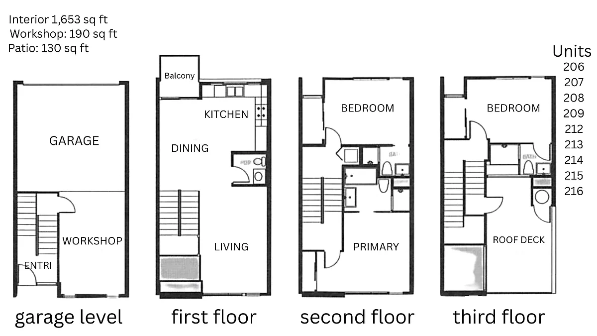 Floor plan Townhome 3 car garage 3 outdoor spaces