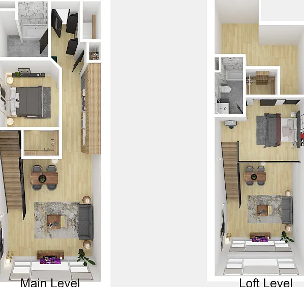1 Bedroom 2 Bathroom Penthouse B Floorplan Diagram