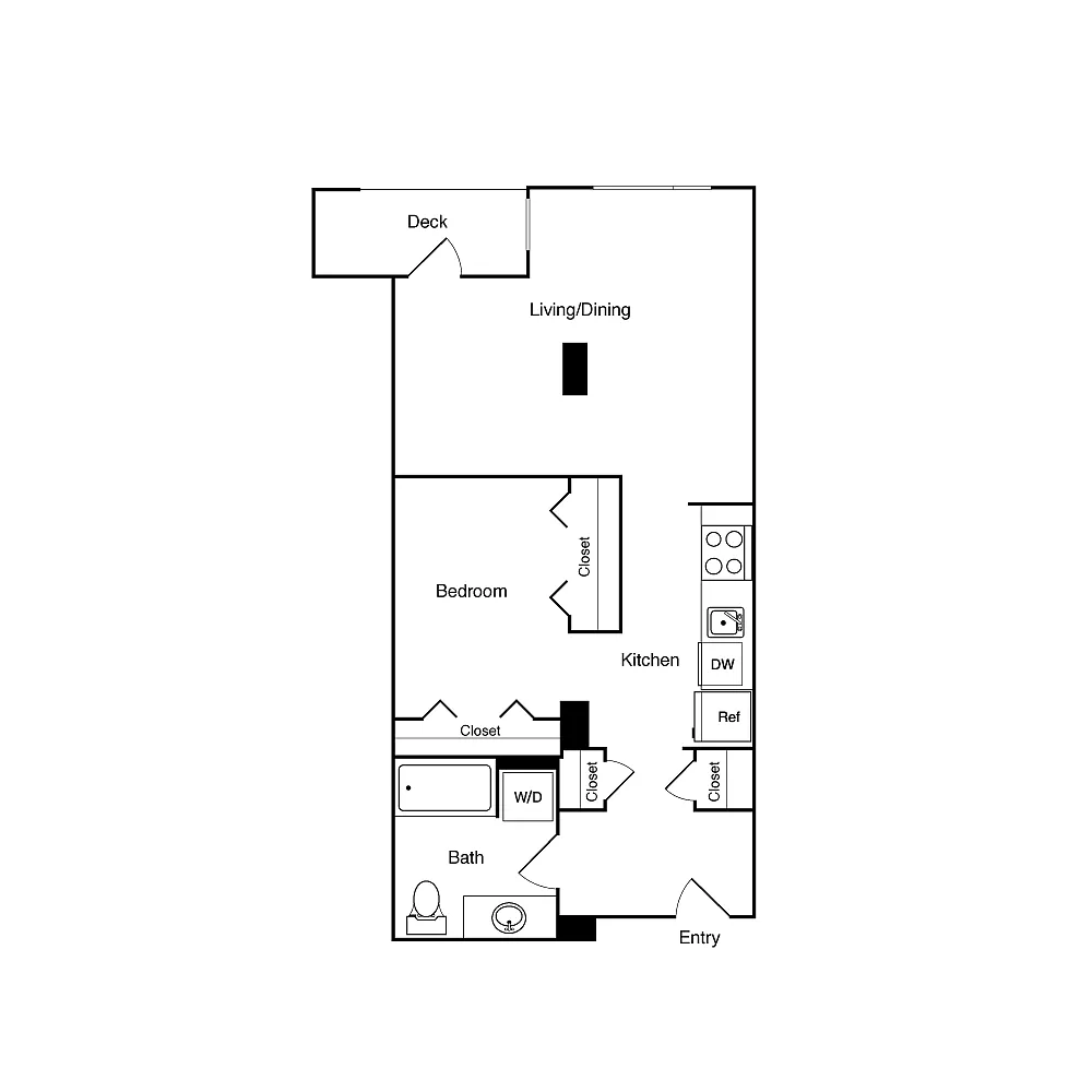 Floor plan Open 1 Bed 408 - NW