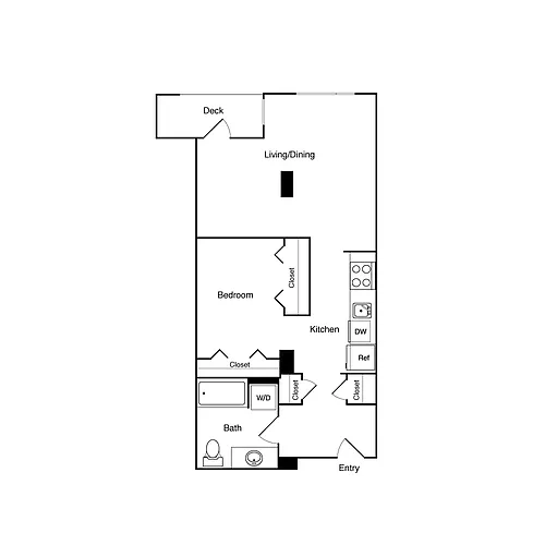 Floor plan Open 1 Bed 408 - NW