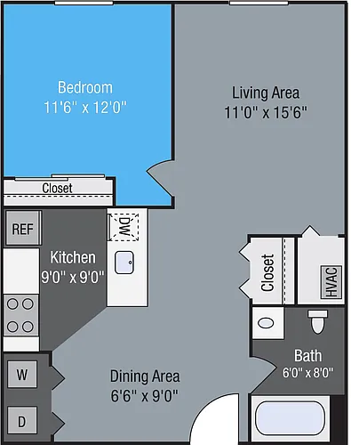 Floor plan Conner - 1 Bedroom 1 Bathroom