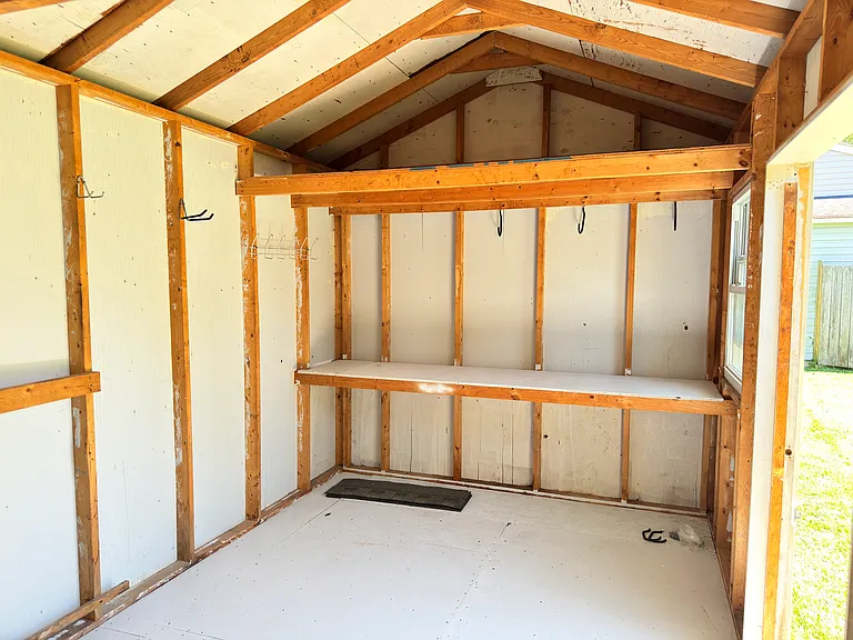 Inside shed