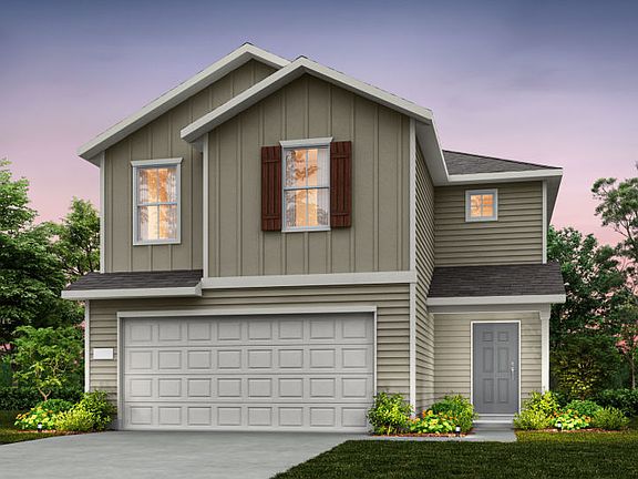 The Comal, a one-story home with 2-car garage, home exterior HC1013