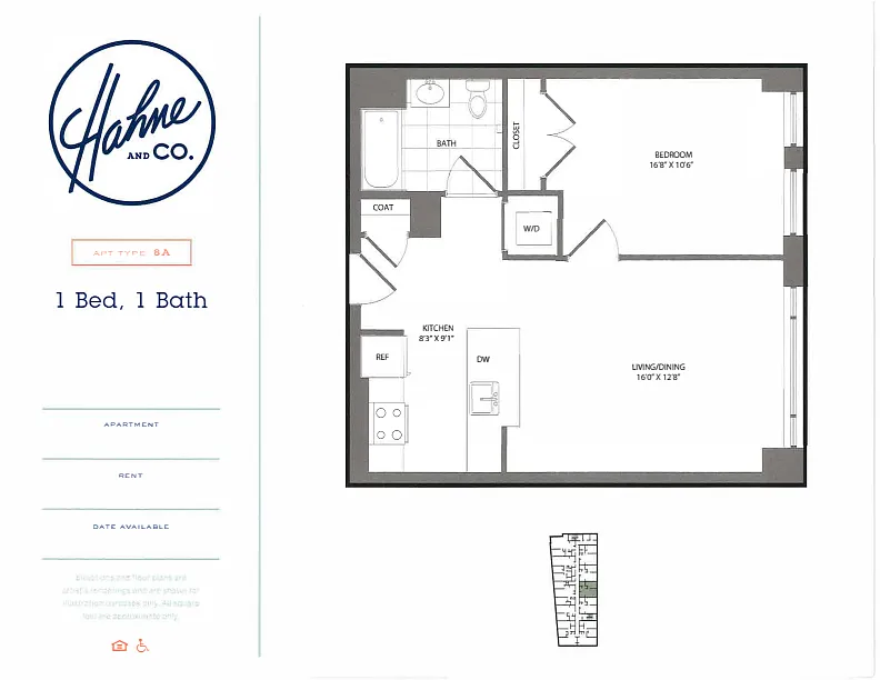 Floor plan 1 Bedroom / 1 Bathroom
